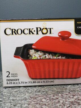 New Crock-Pot Red 2pc. Denhoff Non-Stick Stoneware Casserole Dish With Lid